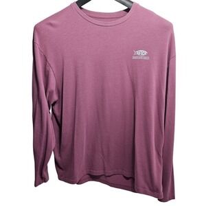 AFTCO XX-Large‎ Long Sleeve Fishing Graphic T-Shirt Burgundy Plum Cotton Blend